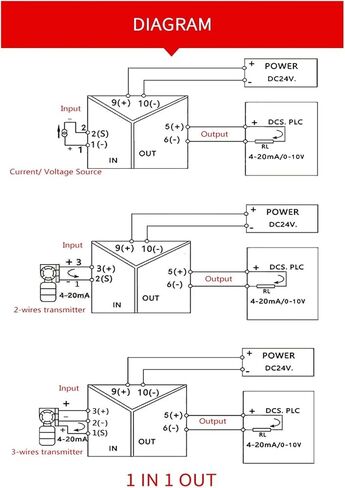 1pcs DC24V DC Signal Isolator 1 in 2 Out Current Voltage Isolation 4-20mA 0-5V 0-10V Output(1 in 2 Out,Output 0-20MA_0-20MA) in Saudi Arabia