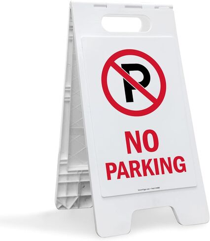 SmartSign 25 × 12 بوصة "لا وقوف السيارات" مع علامة أرضية قابلة للطي على الوجهين ، البلاستيك المطبوع رقميًا ، أحمر ، أبيض وأبيض in Saudi Arabia