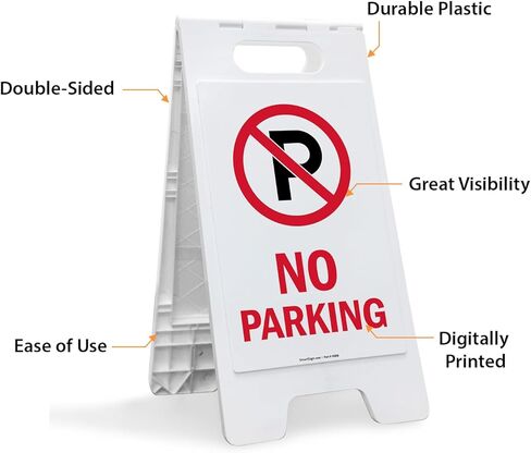 SmartSign 25 × 12 بوصة "لا وقوف السيارات" مع علامة أرضية قابلة للطي على الوجهين ، البلاستيك المطبوع رقميًا ، أحمر ، أبيض وأبيض in Saudi Arabia
