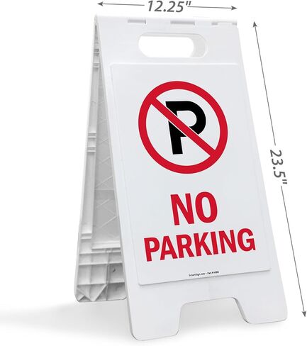 SmartSign 25 × 12 بوصة "لا وقوف السيارات" مع علامة أرضية قابلة للطي على الوجهين ، البلاستيك المطبوع رقميًا ، أحمر ، أبيض وأبيض in Saudi Arabia