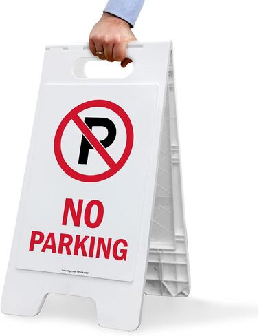 SmartSign 25 × 12 بوصة "لا وقوف السيارات" مع علامة أرضية قابلة للطي على الوجهين ، البلاستيك المطبوع رقميًا ، أحمر ، أبيض وأبيض in Saudi Arabia