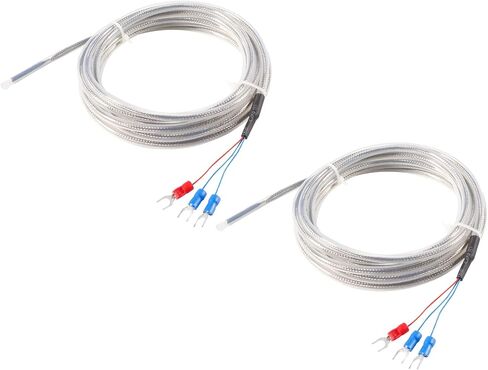 Alinan 2pcs 3M/Approx 9.8Ft PT100 Temperature Sensor Probe Three Wire Temperature Controller(0~200℃) Waterproof and Anti-Corrosion Stainless Steel Thermocouple in Saudi Arabia