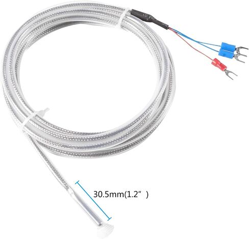 Alinan 2pcs 3M/Approx 9.8Ft PT100 Temperature Sensor Probe Three Wire Temperature Controller(0~200℃) Waterproof and Anti-Corrosion Stainless Steel Thermocouple in Saudi Arabia