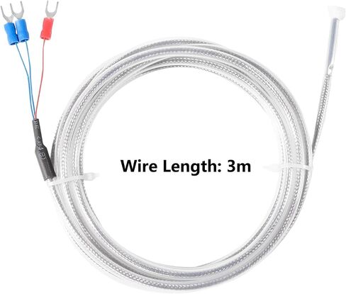 Alinan 2pcs 3M/Approx 9.8Ft PT100 Temperature Sensor Probe Three Wire Temperature Controller(0~200℃) Waterproof and Anti-Corrosion Stainless Steel Thermocouple in Saudi Arabia