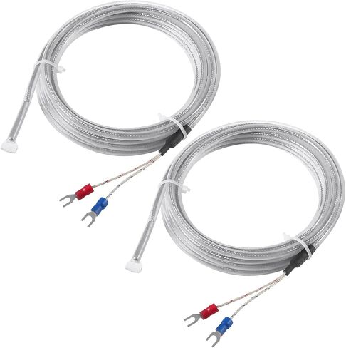 Alinan 2pcs 3M/Approx 9.8Ft PT100 Temperature Sensor Probe Three Wire Temperature Controller(0~200℃) Waterproof and Anti-Corrosion Stainless Steel Thermocouple in Saudi Arabia