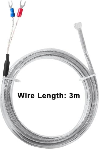 Alinan 2pcs 3M/Approx 9.8Ft PT100 Temperature Sensor Probe Three Wire Temperature Controller(0~200℃) Waterproof and Anti-Corrosion Stainless Steel Thermocouple in Saudi Arabia
