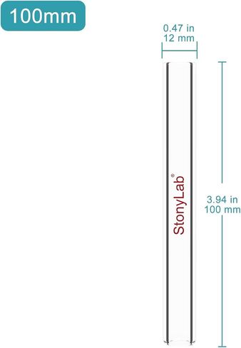 stonylab Straight Glass Tubing, High Borosilicate Glass Transparent Tube with 3.94 inch Length, 0.47 inch OD, 0.31 inch ID, 0.08 inch Wall Thickness, Ideal for Laboratory, Scientific Experiments in Saudi Arabia