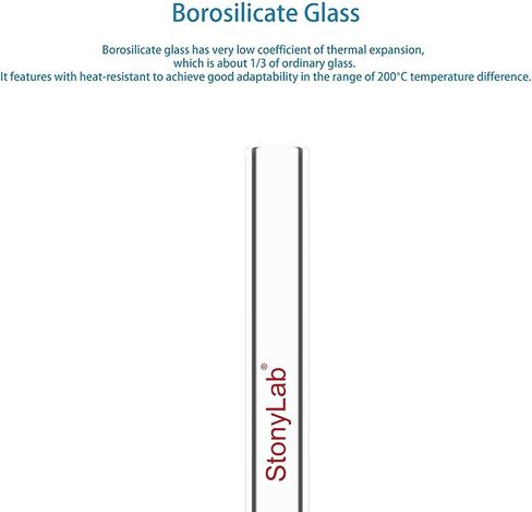 stonylab Straight Glass Tubing, High Borosilicate Glass Transparent Tube with 3.94 inch Length, 0.47 inch OD, 0.31 inch ID, 0.08 inch Wall Thickness, Ideal for Laboratory, Scientific Experiments in Saudi Arabia