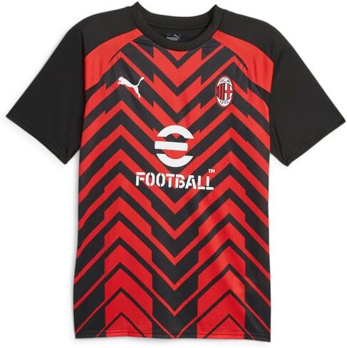 Puma Men Soccer AC Milan Pre-Match Jersey-رطوبة الرطوبة ، المواد المعاد تدويرها ، Pro Fit ، خيارات ألوان متعددة (الولايات المتحدة ، ألفا ، متوسطة ، منتظمة ، عادية ، أسود/أحمر) in Saudi Arabia