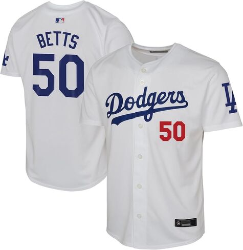 Outerstuff Mookie Betts Los Angeles Dodgers #50 MLB Baseball Kids Youth 4-20 White Team Color Home Player Jersey in Saudi Arabia