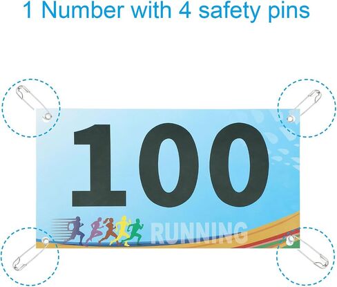 Patikil Tearproof Running Bib Bib Numbers 7 × 6 بوصة ، 1-200 أرقام منافس السباق مع دبوس أمان لمباراة الماراثون للمنافسة الرياضية ، متعدد الألوان ، متعدد الألوان in Kuwait
