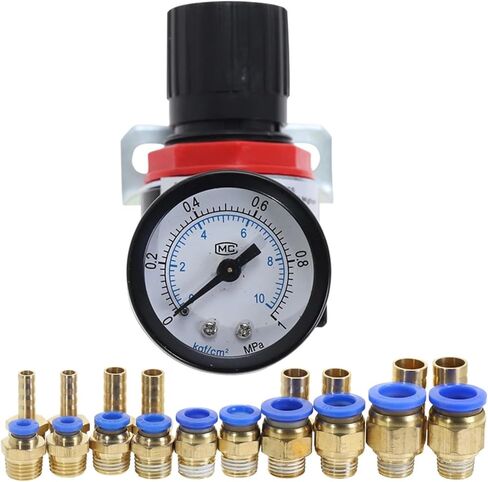 AR2000 1/4 "Thread BSPT PNEUMATIC AIR ضاغط الضغط منظم صمام تخفيض 4 مم 6 مم 8 مم 10 مم 12 مم موصل (AR2000 W SM20) in Kuwait