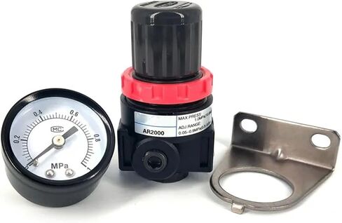 AR2000 1/4 "Thread BSPT PNEUMATIC AIR ضاغط الضغط منظم صمام تخفيض 4 مم 6 مم 8 مم 10 مم 12 مم موصل (AR2000 W SM20) in Kuwait