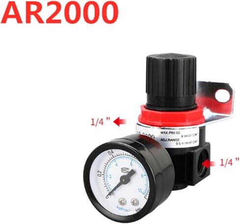 AR2000 1/4 "Thread BSPT PNEUMATIC AIR ضاغط الضغط منظم صمام تخفيض 4 مم 6 مم 8 مم 10 مم 12 مم موصل (AR2000 W SM20) in Kuwait