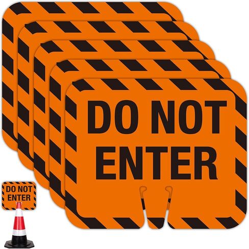 5 Pack Do Not Enter Traffic Cone Signs, 12.6"x10.4" Do Not Enter Warning Sign for Traffic Cone Top, PVC Plastic Traffic Cone Warning Sign for Road Barricade, Outdoor Construction, Traffic Control- Double-Sided in Kuwait