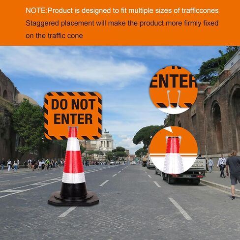 5 Pack Do Not Enter Traffic Cone Signs, 12.6"x10.4" Do Not Enter Warning Sign for Traffic Cone Top, PVC Plastic Traffic Cone Warning Sign for Road Barricade, Outdoor Construction, Traffic Control- Double-Sided in Kuwait