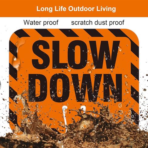2 Pack Slow Down Traffic Cone Signs, 12.6"x10.4" Slow Sign for Traffic Safety Cone, PVC Plastic Traffic Cone Top Warning Sign for Road Barricade Outdoor Construction Waterproof- Double-Sided in Kuwait