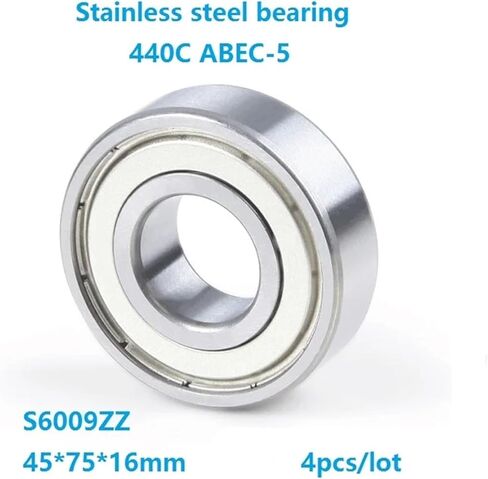 4pcs/Lot S6009zz 45x75x16mm ABEC-5 من الفولاذ المقاوم للصدأ تحمل غطاء محمي معدن مزدوج محمل كرة أخدود عميق S6009 ZZ 6009ZZ in Saudi Arabia
