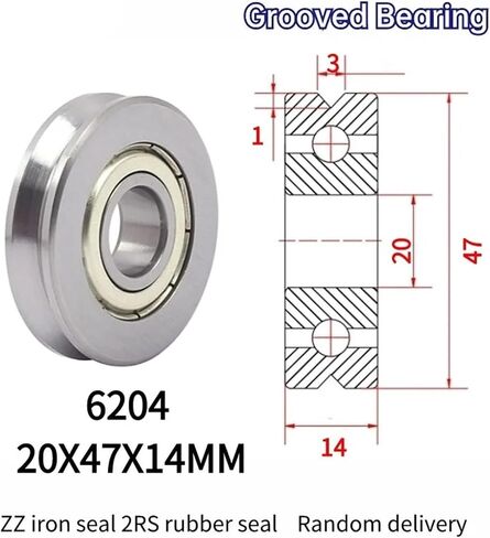 10pcs تقويم عجلة مختلطة على خط مع الأخدود المحمل V 6204 20x47x14mm بكرة U نوع الأخدود (V6204-4-1.5) in Saudi Arabia