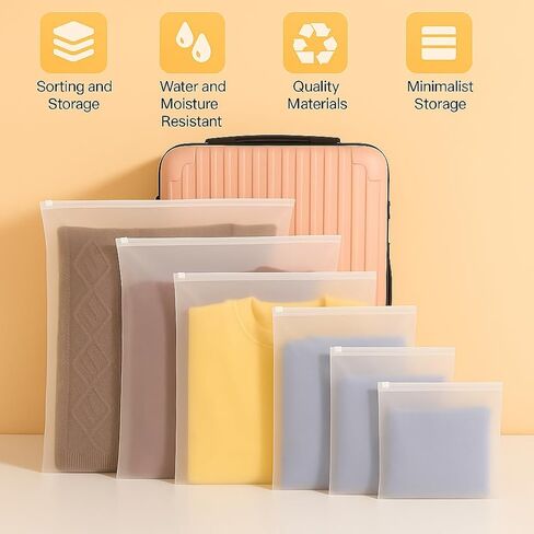 50 حزمة من أكياس ziplock القابلة للاستمتاع بتجميد | 10 أحجام متنوعة (S إلى XL ، 6x8 إلى 18x24 في) | 3 مل من البلاستيك LDPE سميكة | فتحة تنفيس | أكياس تخزين قابلة للطي للملابس والشحن والسفر والتنظيم in Saudi Arabia
