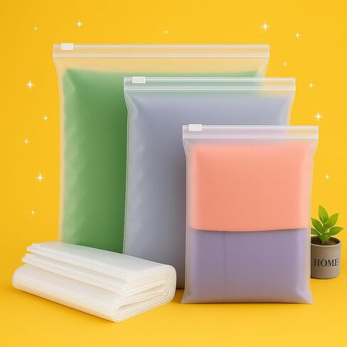 50 حزمة من أكياس ziplock القابلة للاستمتاع بتجميد | 10 أحجام متنوعة (S إلى XL ، 6x8 إلى 18x24 في) | 3 مل من البلاستيك LDPE سميكة | فتحة تنفيس | أكياس تخزين قابلة للطي للملابس والشحن والسفر والتنظيم in Saudi Arabia