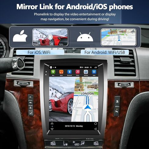 UNITOPSCI Android 11 ستيريو سيارة لكاديلاك إسكاليد 2007-2014 راديو بلوتوث HD 9.7 بوصة شاشة لمس عمودية GPS ملاحة FM/RDS راديو WiFi USB SWC + كاميرا احتياطية in Kuwait