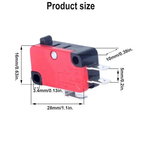 10pcs V-156-1C25 مفتاح الحد الأقصى الدقيق مع 0.94in (23.88 مم) متوسطة الطول مستقيم ذراع الذراع SPDT NO و NC وأطراف النحاس 3 أسنان. in Kuwait