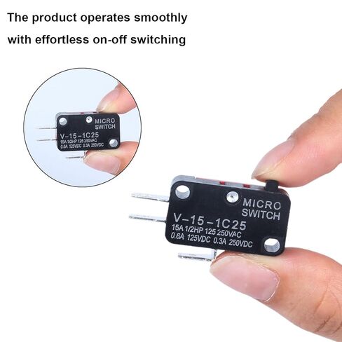 10pcs V-156-1C25 مفتاح الحد الأقصى الدقيق مع 0.94in (23.88 مم) متوسطة الطول مستقيم ذراع الذراع SPDT NO و NC وأطراف النحاس 3 أسنان. in Kuwait