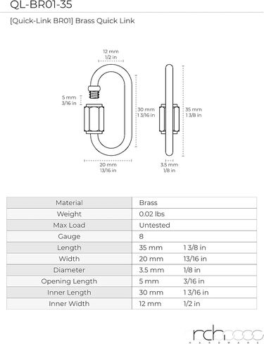 RCH Hardware QL-BR01-50 Brass Quicklink ، 7 Gauge ، Brass Brass (2 Pack) in Saudi Arabia