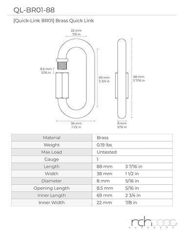 RCH Hardware QL-BR01-50 Brass Quicklink ، 7 Gauge ، Brass Brass (2 Pack) in Kuwait