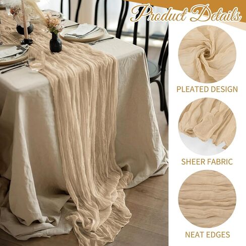 10 حزمة Sage Green CheeseceCloth Table Runner 17x108 Inch Boho Gauze Cheese Table Table Runners for Wedding Party Baby Shower Decor in Saudi Arabia