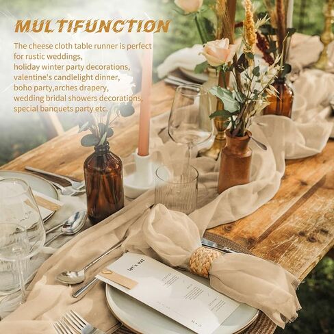 10 حزمة Sage Green CheeseceCloth Table Runner 17x108 Inch Boho Gauze Cheese Table Table Runners for Wedding Party Baby Shower Decor in Saudi Arabia
