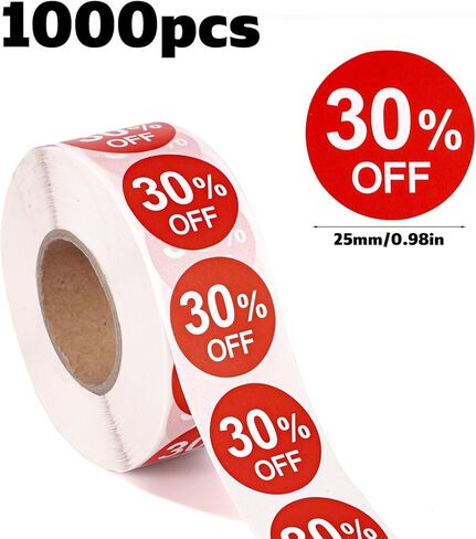 1000pcs ملصقات خصم 50 ٪ ، 1 بوصة مستديرة للمواد اللاصقة 50 في المائة من علامات العلامات العملية للترويج المبيعات. in Saudi Arabia