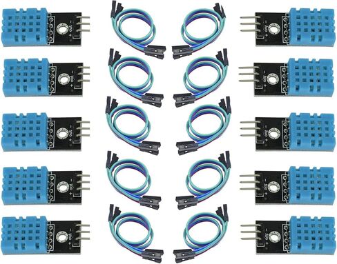 10 Pieces DHT11 Temperature & Humidity Sensor Module Digital Temperature and Humidity Sensor 3.3V-5V with Humidity Measurement Range 20%-95% and Temperature Measurement Range 0-50℃ with Dupont Wires in Saudi Arabia