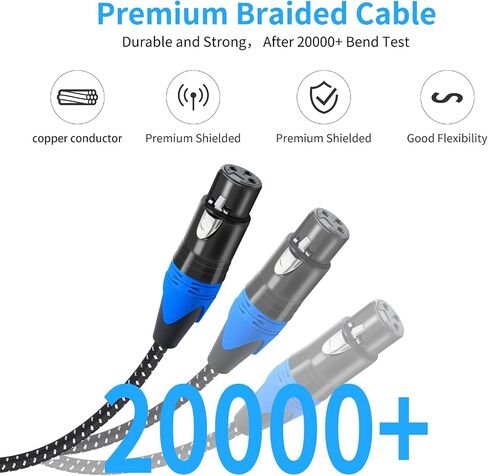 2pack xlr أنثى إلى كابل ذكور ذكور ذكور ، إناث xlr إلى 2 كابل ذ ذكر ، 3pin y spinit in Kuwait