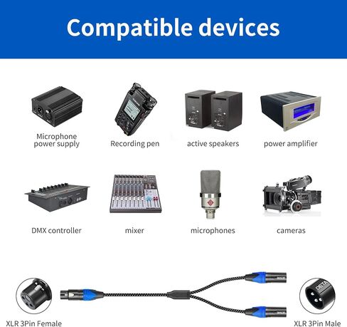 2pack xlr أنثى إلى كابل ذكور ذكور ذكور ، إناث xlr إلى 2 كابل ذ ذكر ، 3pin y spinit in Kuwait