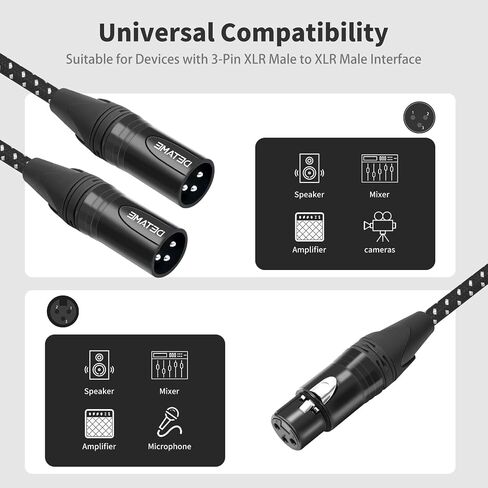 2pack xlr أنثى إلى كابل ذكور ذكور ذكور ، إناث xlr إلى 2 كابل ذ ذكر ، 3pin y spinit in Kuwait