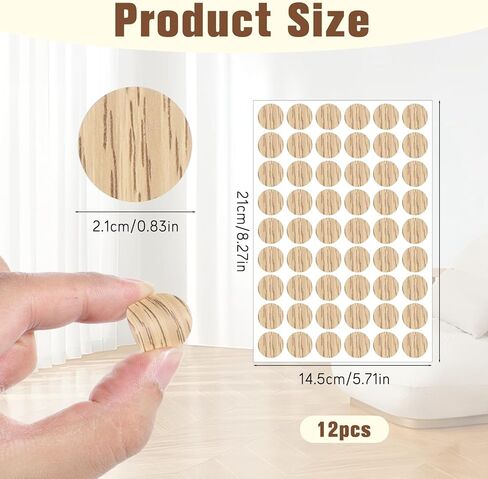 648 PCS أغطية الفتحة المسمار ، غلاف المسمار PVC PVC مغطى غلاف فتحة الجدار غلاف ملصقات الخشب اللصق الثقوب التي تغطي ثقوب الجدار حشو لمكتب خزانة الأثاث (12 لونًا) in Kuwait