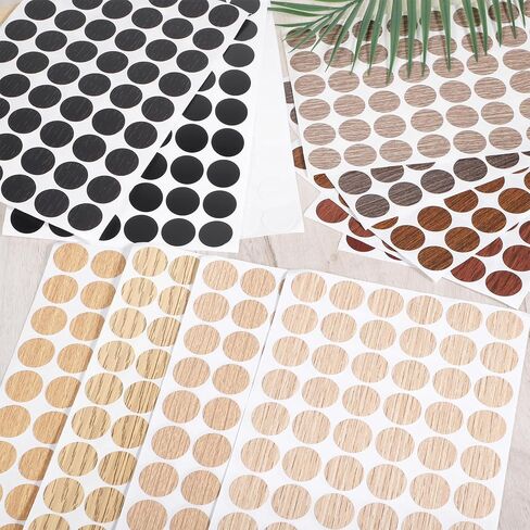 648 PCS أغطية الفتحة المسمار ، غلاف المسمار PVC PVC مغطى غلاف فتحة الجدار غلاف ملصقات الخشب اللصق الثقوب التي تغطي ثقوب الجدار حشو لمكتب خزانة الأثاث (12 لونًا) in Kuwait