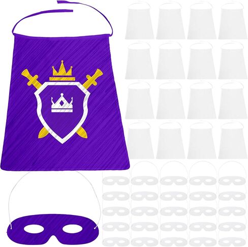 Geyoga 24 Sets Hero Capes and Eye Masks Crafts Canvas Blank Cape White Paper Mask to Decorate Hero Dress up DIY Costumes for Kids Halloween Birthday Party Vbs Activities in Saudi Arabia