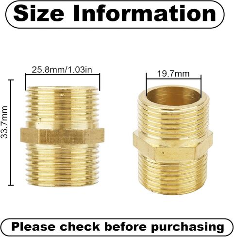 4pcs نحاس سداسي سداسي ، 3/4 "NPT x 3/4" تجهيزات أنابيب الذكور npt محول موصل خرطوم عالي الضغط مقرنة لمياه وزيت الغاز وتطبيقات الوقود in Saudi Arabia