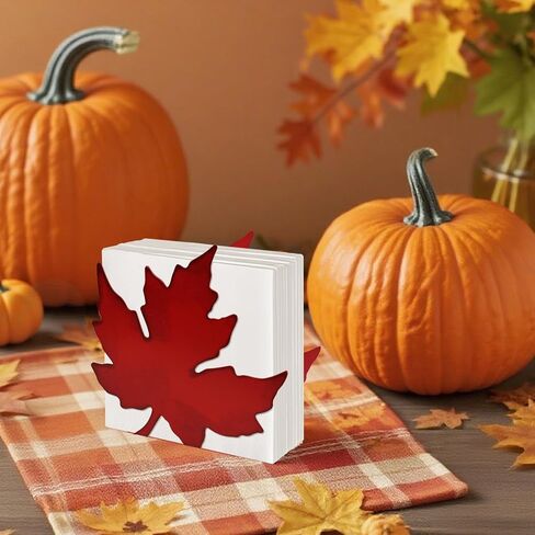 Maples Napkin Holder for Tables Metal Fall Maple Leaves Tissue Dispenser Thanksgiving Rustic Farmhouse Vintage Paper Napkins Dispenser for Halloween Thanksgiving Dinner Centerpieces Table Decoration in Kuwait