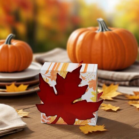 Maples Napkin Holder for Tables Metal Fall Maple Leaves Tissue Dispenser Thanksgiving Rustic Farmhouse Vintage Paper Napkins Dispenser for Halloween Thanksgiving Dinner Centerpieces Table Decoration in Kuwait