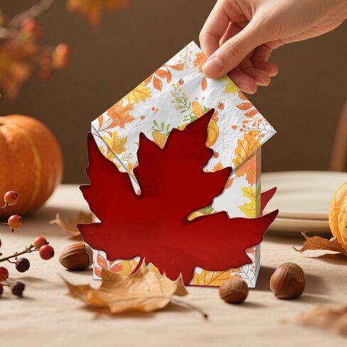 Maples Napkin Holder for Tables Metal Fall Maple Leaves Tissue Dispenser Thanksgiving Rustic Farmhouse Vintage Paper Napkins Dispenser for Halloween Thanksgiving Dinner Centerpieces Table Decoration in Kuwait