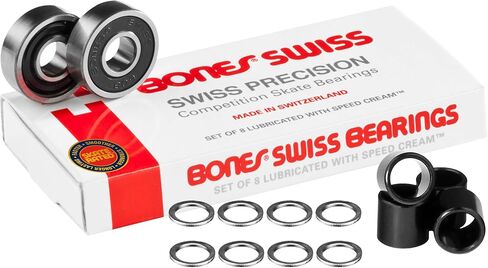 Bones Swiss Skateboard Bearings 8 Pack with Spacers & Washers Bundle in Saudi Arabia