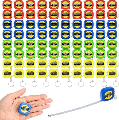 80pcs شريط صغير قياس سلاسل المفاتيح ، 3 قدم مقاييس شريط صغير قابلة للسحب سهلة القراءة الشريط قياس الجيب لاستخدام يوميا مقاول المهندس هدية عيد ميلاد in Saudi Arabia