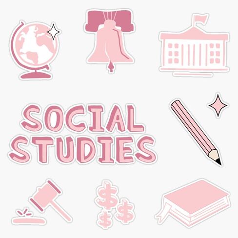 Pink Social Studies Subject Pack Sticker Vinyl Waterproof Sticker Decal Car Laptop Wall Window Bumper Sticker 5" in Kuwait