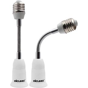 DiCUNO E26 15.5CM/5.5 Inch Extension Socket Extender Adapter, E26 Flexible Extender, All-Directional Adjustable, Standard Light Bulb Socket Extension Converter, 2-Pack in Kuwait