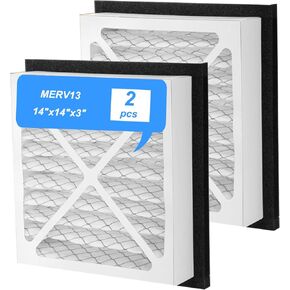 2PACK 14X14X3 MERV13 AIR FILTER PLEETED HOUSE RETURS RETURS PILTERS ALPTEMENTS تتوافق تمامًا مع مرشح Grille Return House Series 14x14x3 in Kuwait