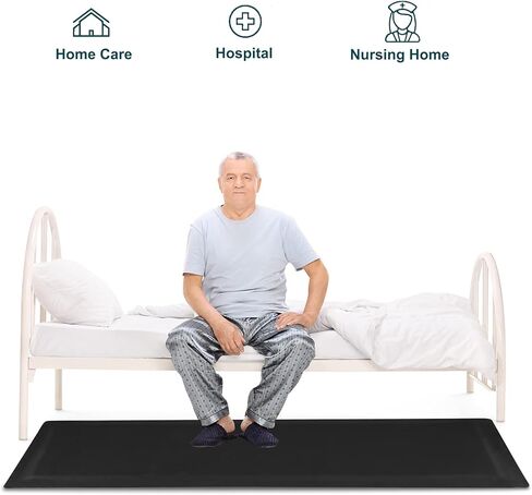 70"x24"x3/4" Thick Medical Bedside Fall Safety Protection Floor Mat for Elderly Senior Handicap,Reducing Injury Risk and Impact, Prevent Bed Falling, Anti Fatigue, Non-Slip Beveled Edge in Kuwait